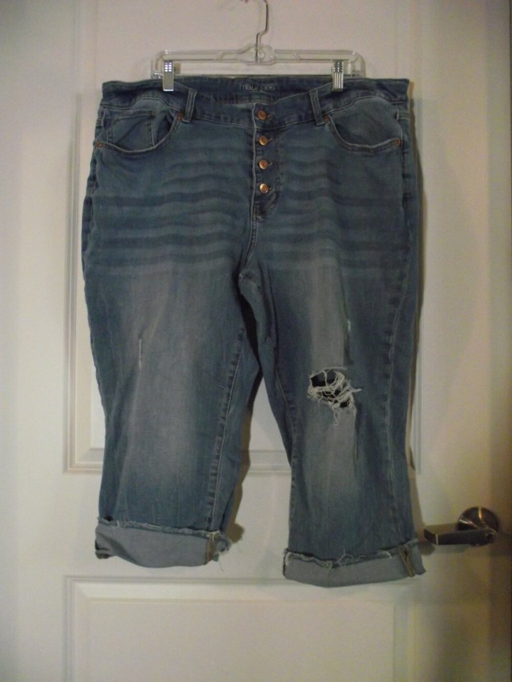 WOMENS 20W edgely tm WASHED BLUE DENIM BOYFRIEND JEANS